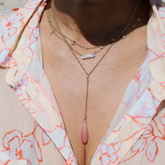 Guava quartz drop necklace