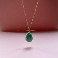 Chrysoprase Diamond Pebble Necklace