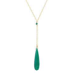 Green Onyx drop lariat